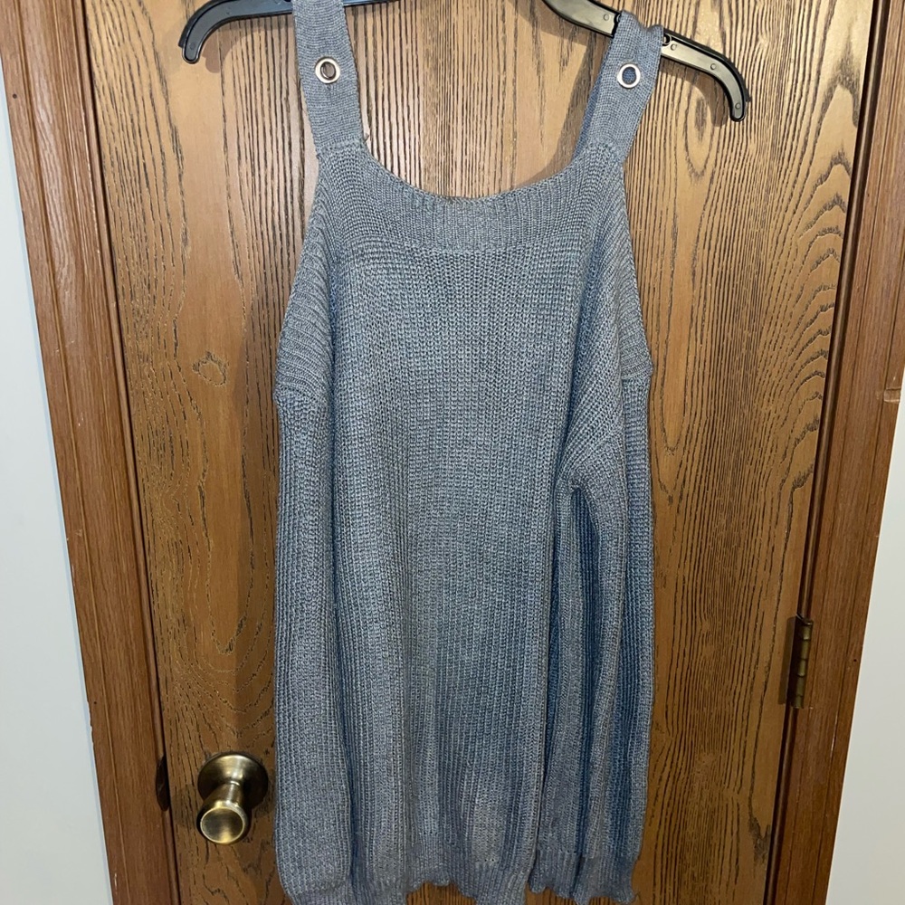 Womens Open Shoulder Gray Sweater